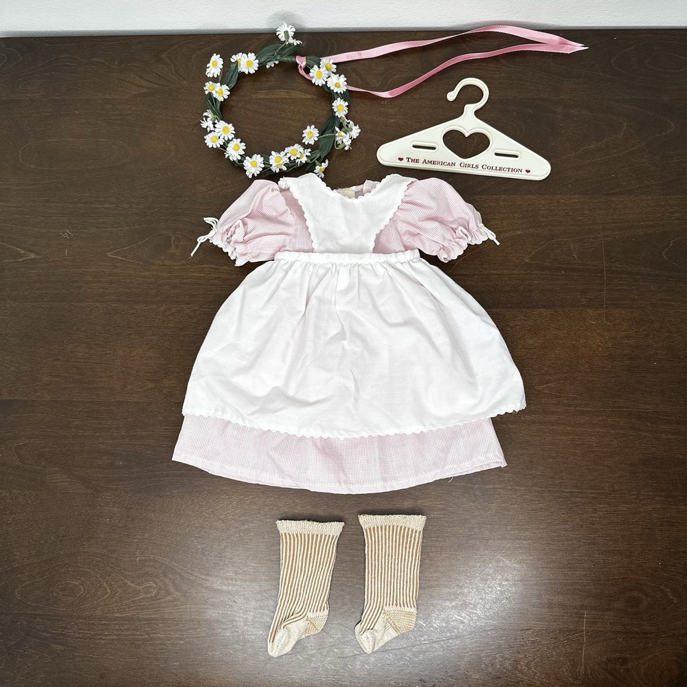 Kirsten's Birthday Outfit Apron Dress Daisy Wreath Pleasant Company Complete
